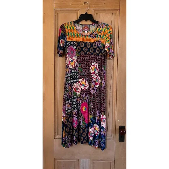 Johnny Was Womens Maggie Multi-Pattern Floral Stretch Midi Dress XS Pink SP NWOT - Picture 3 of 12